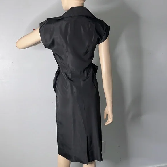 1950sBlack Taffeta Dress with Front Bow